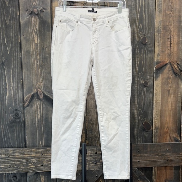 Eileen Fisher Jeans 6 White Mid Rise Skinny Stretch Organic Cotton Neutral Basic - Picture 1 of 9